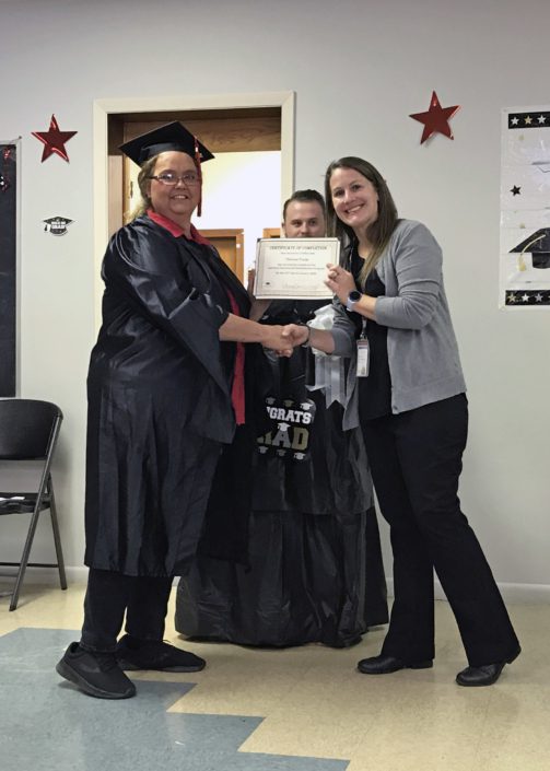 Recovery Services program director Amy with program graduate