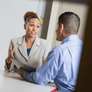 parent talking to teacher