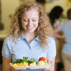 teen with healthy food