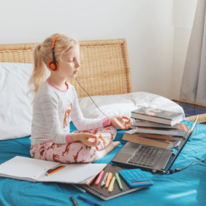 young girl meditating