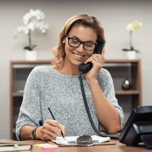 professional woman on phone stock image