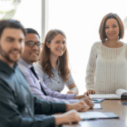 group of professionals looking at camera