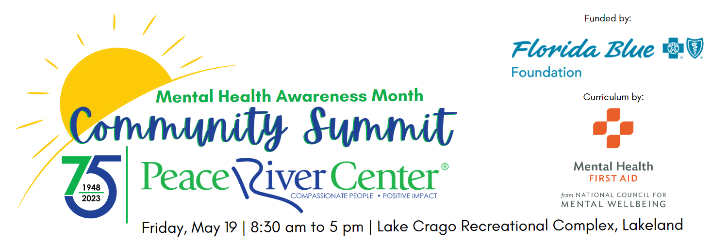 Mental Health Awareness Month Community Summit Header with date and location