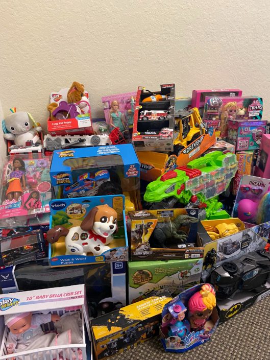 Collection of toys for a toy drive